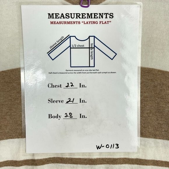 Rag Poets Women’s Sweater Lg Tan Cream Stripe Long Sleeve High Low Hem Casual - Picture 8 of 8